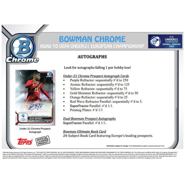 2022 Bowman Chrome Road to UEFA Under 21 European Championship Soccer Hobby 12 Box Case - Image 4